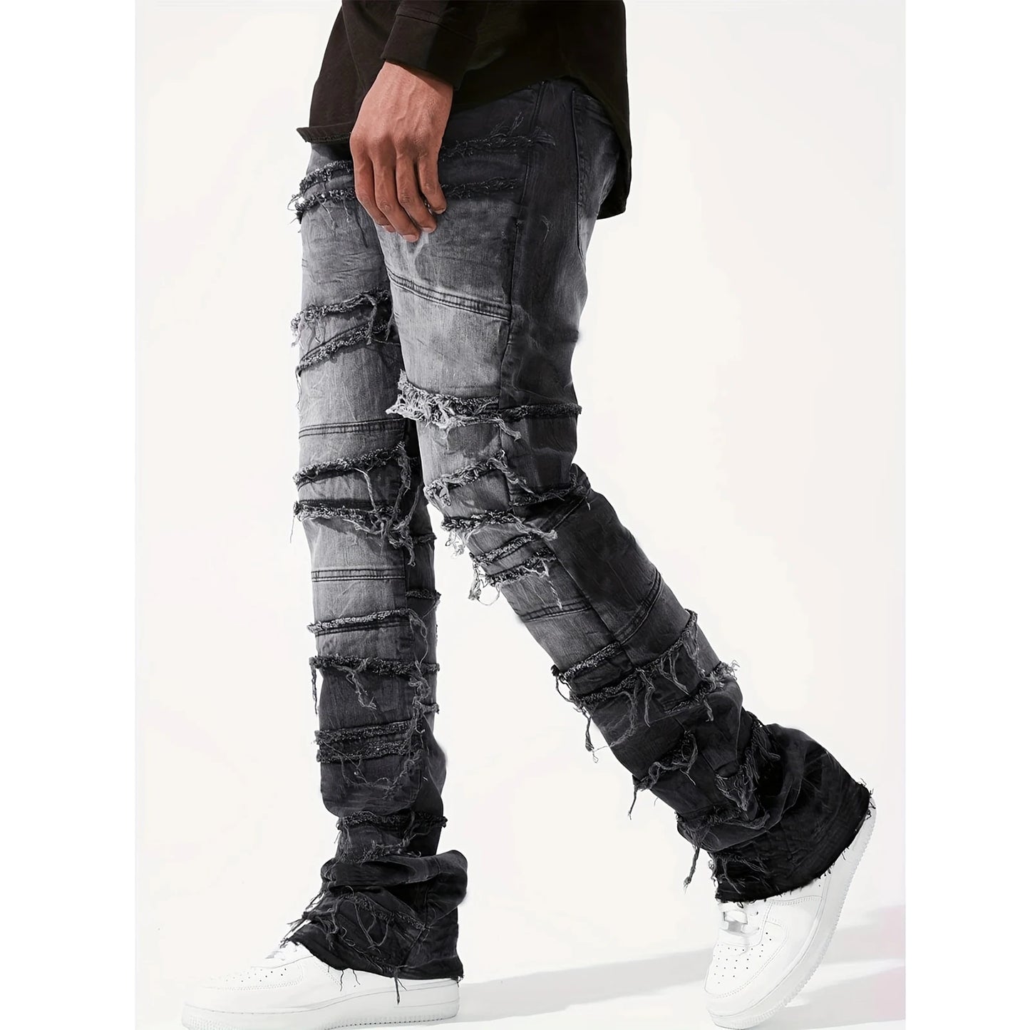 Straight Leg Ripped Denim